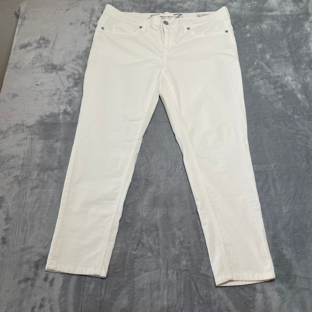 Seven7 Women's White Pants Size 14 Corduroy Skinny‎ Easy Fit